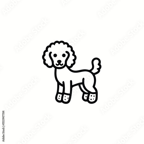 Cute and happy toy poodle dog animal cartoon illustration. Poodle dog vector illustration. Hand drawn dog sketch.
