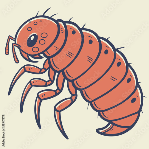 Watercolor cartoon louse animation vector, digital drawing for educational or medical use