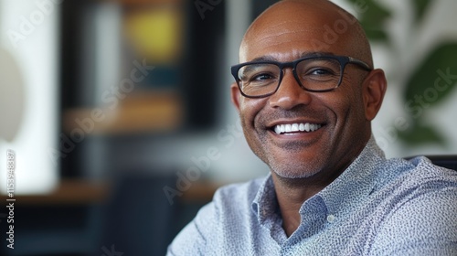 Smiling Businessman in Corporate Environment, Microstock Image.