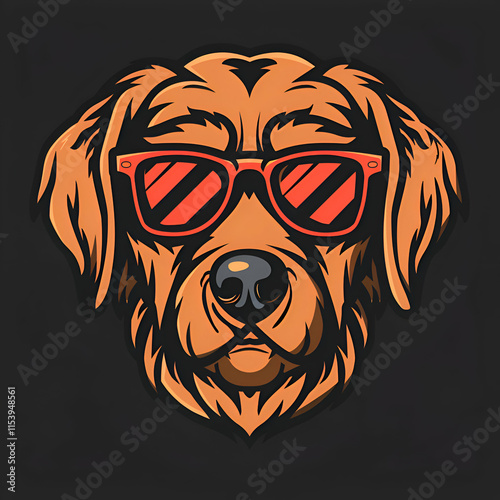 Cool Golden Retriever Dog Portrait with Sunglasses