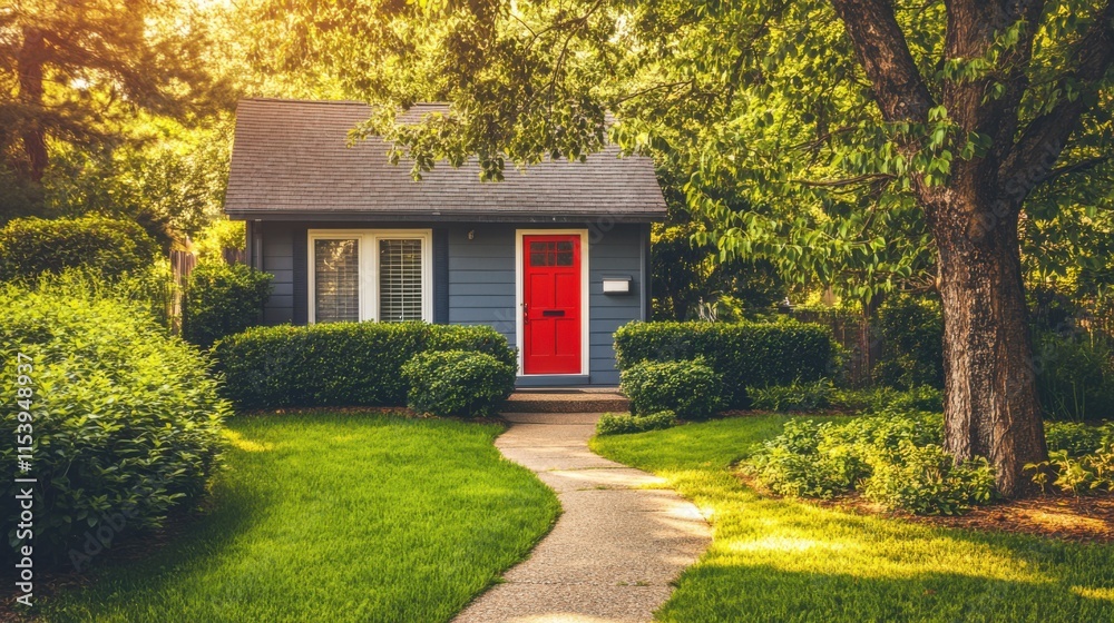 Casa acogedora con puerta roja y jardín Casa acogedora con puerta roja y jardín