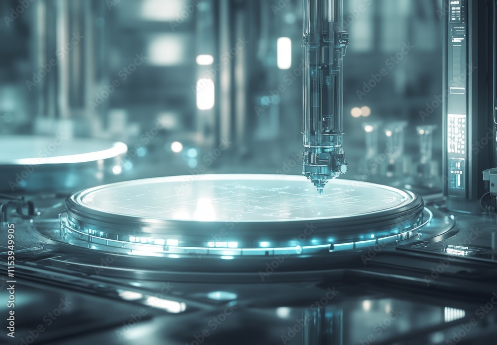 Advanced Technology in a Futuristic Laboratory Showcasing Intricate Machinery and a Luminous Work Surface During Experimentation Advanced Technology in a Futuristic Laboratory Showcasing Intricate Machinery and a Luminous Work Surface During Experimentation