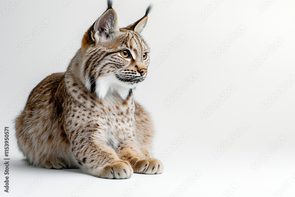 Obraz premium Portrait of elegant Maine Coon isolated on white background, Selective focus big cat with polka spotted on body.