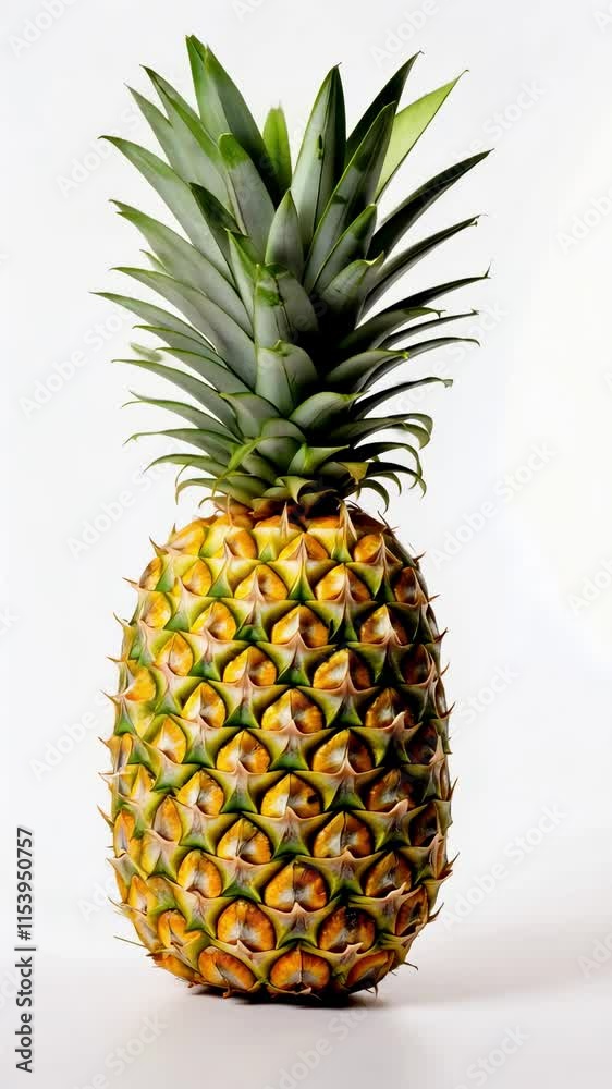 beautiful and ripe pineapple on a white background.