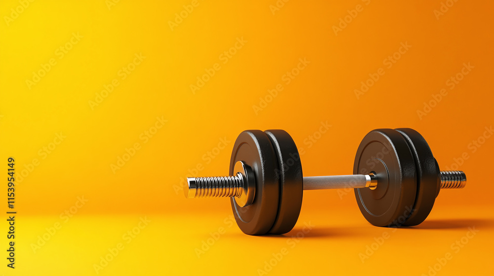 Gym dumbbell illustration on orange background, copy space. fitness sport workout training or exercise equipment, bodybuilding and weightlifting, muscle power and strength, healthy active lifestyle. Gym dumbbell illustration on orange background, copy space. fitness sport workout training or exercise equipment, bodybuilding and weightlifting, muscle power and strength, healthy active lifestyle.