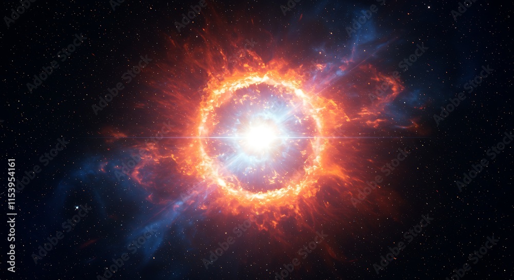 A breathtaking view of a supernova explosion, radiating colors and energy.