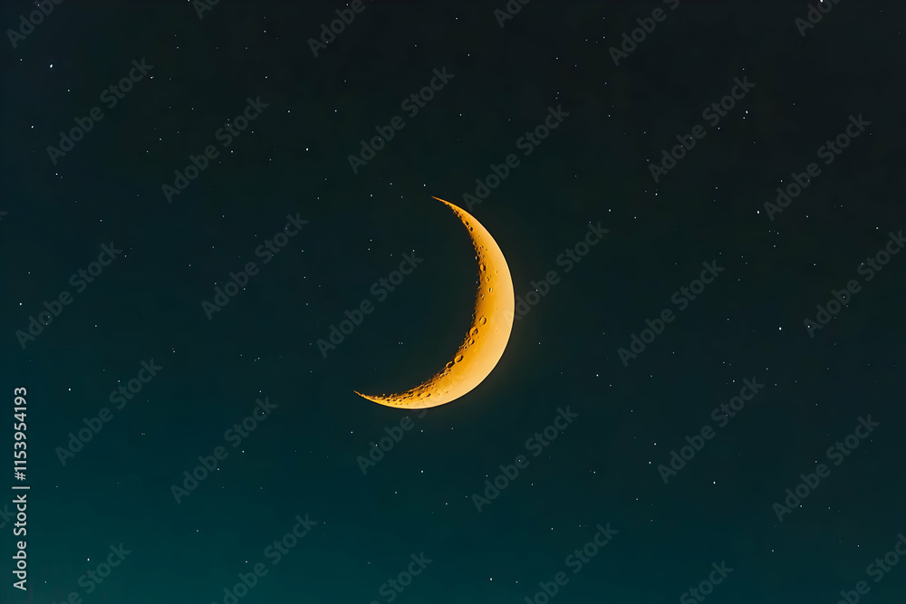 Fototapeta premium Crescent Moon Night Sky Illustration