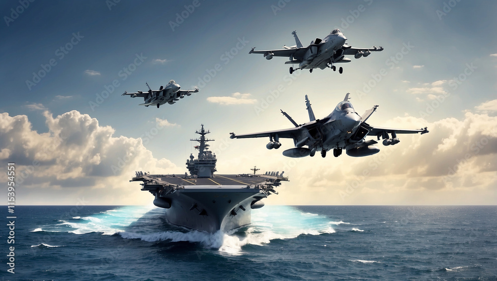 A Panoramic View of a Generic Military Aircraft in Flight A Panoramic View of a Generic Military Aircraft in Flight