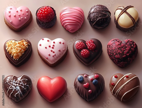 Collection of Chocolates in the Shape of a Heart – A Sweet Valentine Treat.

 photo