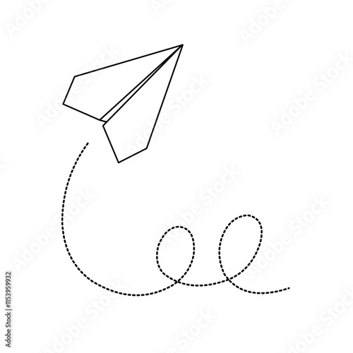 Paper airplane with dotted line vector