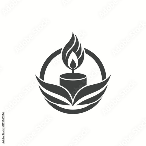 Rustic Vintage Wax Candle as Vector Image. Christmas or Halloween decoration. Vector illustration in hand drawn sketch doodle style.