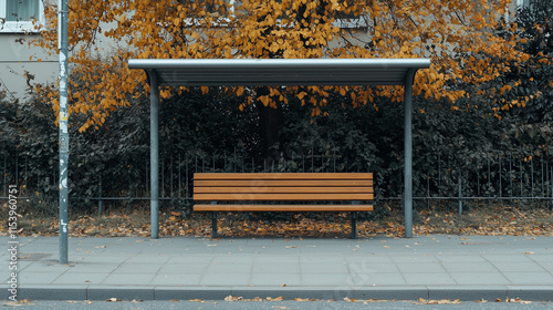 Autumnal Bus Stop Bench  photo