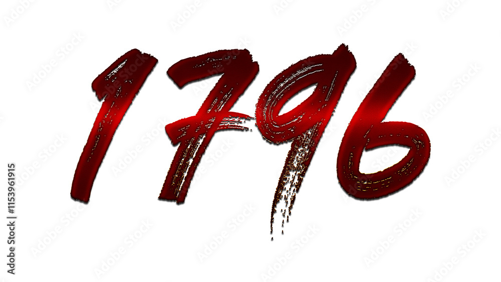 3D blood red number design of 1796 on white background. 3D blood red number design of 1796 on white background.