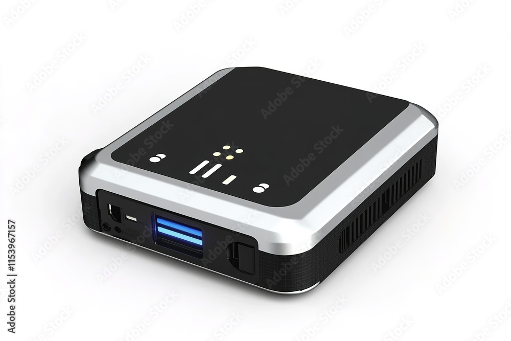 portable car jump starter with compact sleek casing and integrated led indicators displayed against white portable car jump starter with compact sleek casing and integrated led indicators displayed against white