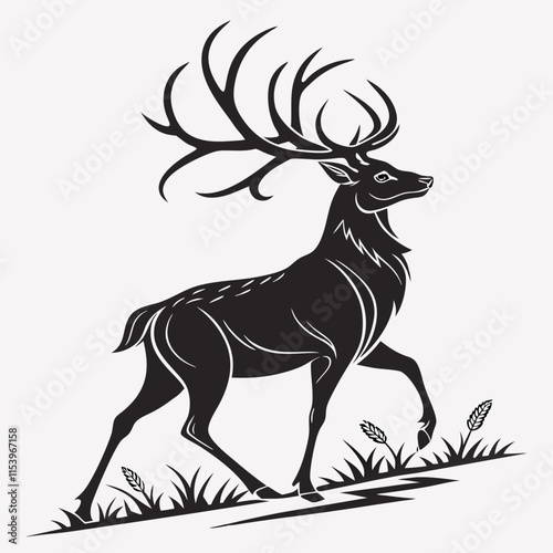 Deer vector silhouette black design white background