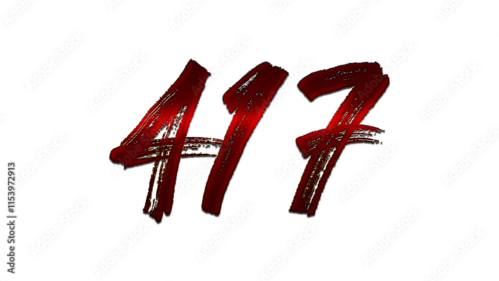 3D blood red number design of 417 on white background. 3D blood red number design of 417 on white background.