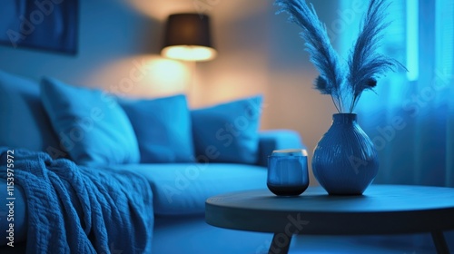 Serene Blue Bedroom Interior