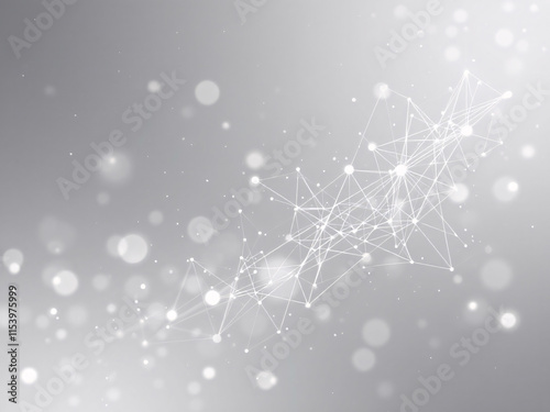 Abstract network of glowing dots and lines on a grey background, representing digital connections.