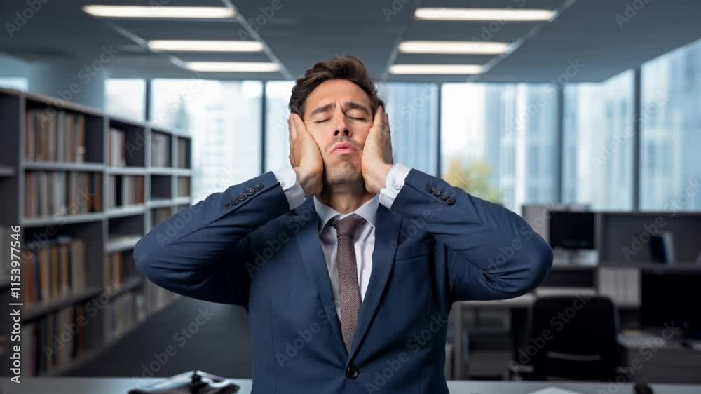 Stressed from work professional man in an office space Stressed from work professional man in an office space