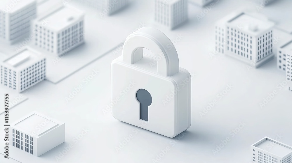 Obraz premium A secure city under lock and key, protecting urban life in the digital age