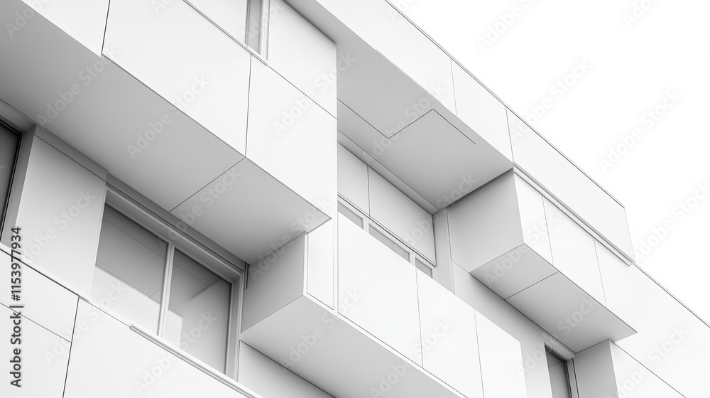 Fototapeta premium Modern White Building Exterior Detail
