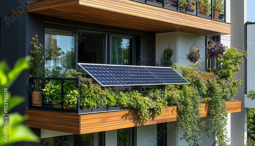 balcony solar power panel on modern apparment building