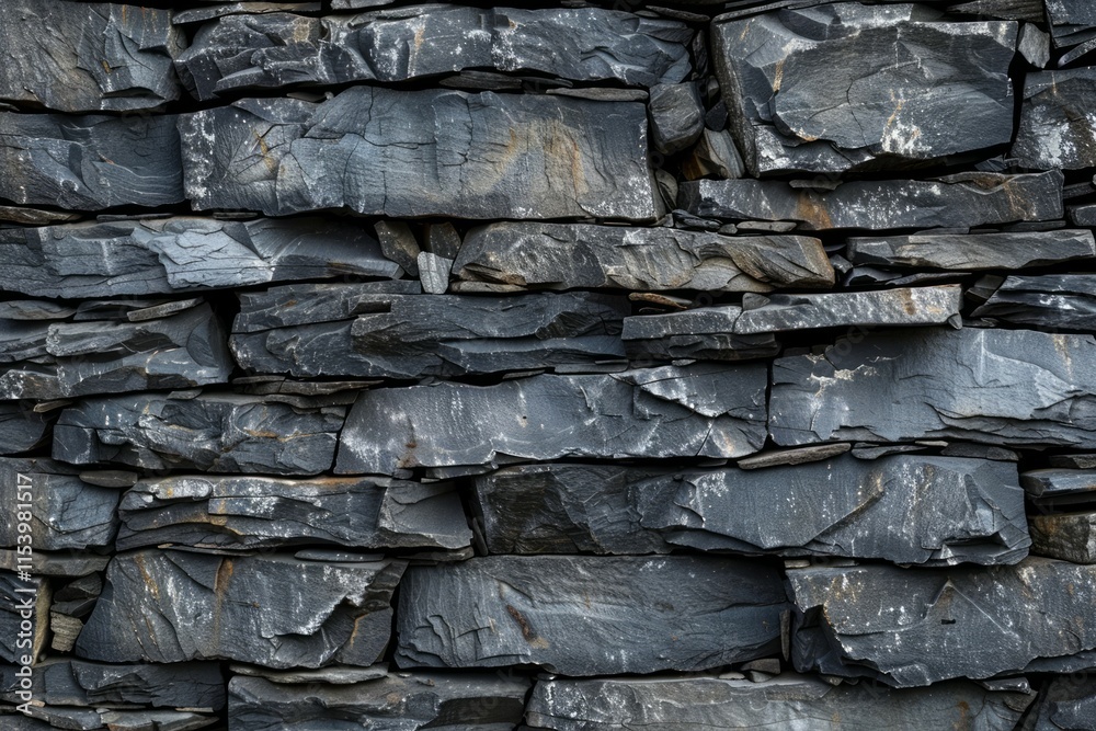 Image of Old grey long stone wall. Texture for background usage
