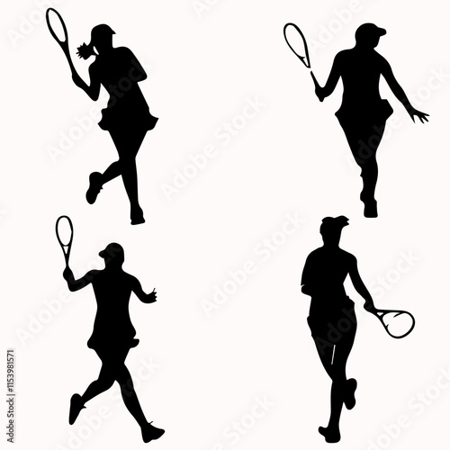 Grace in Motion: Women's Tennis Player Silhouette