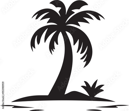 Palm tree silhouette vector art.