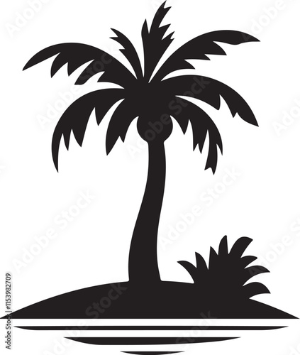 Palm tree silhouette vector art.