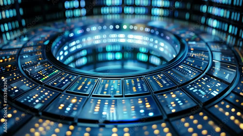 圆盘数据中心科技空间信息化蓝色概念