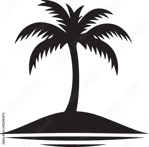 Palm tree silhouette vector art.