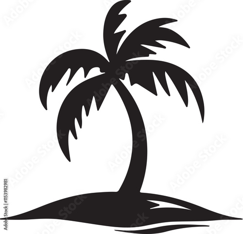 Palm tree silhouette vector art.