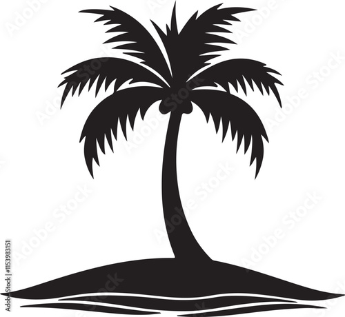 Palm tree silhouette vector art.