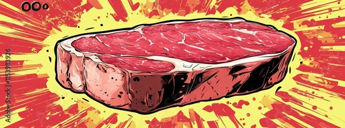 Juicy Steak Pop Art Illustration