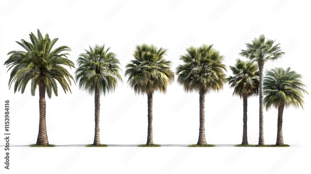 Obraz premium Aerial View of Palm Trees in a Row