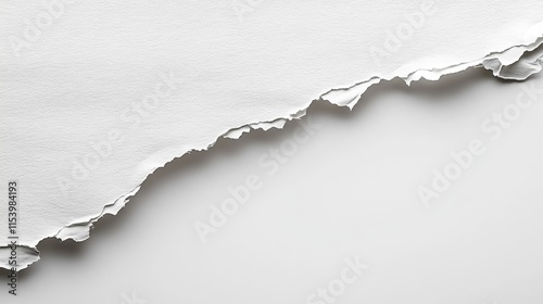 Torn White Paper Edge on White Background