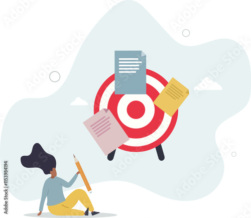 Goal setting, achievable target or purposeful objective, mission to accomplish or challenge to win for business success concept.flat characters.