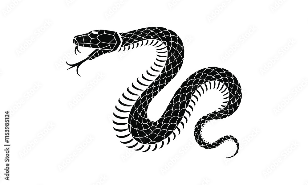 Vector illustration of snake wriggled in the shape of a triangle., easily editable. Vector illustration of snake wriggled in the shape of a triangle., easily editable.