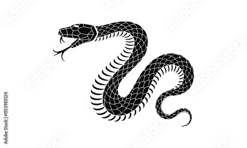 Vector illustration of snake wriggled in the shape of a triangle., easily editable.