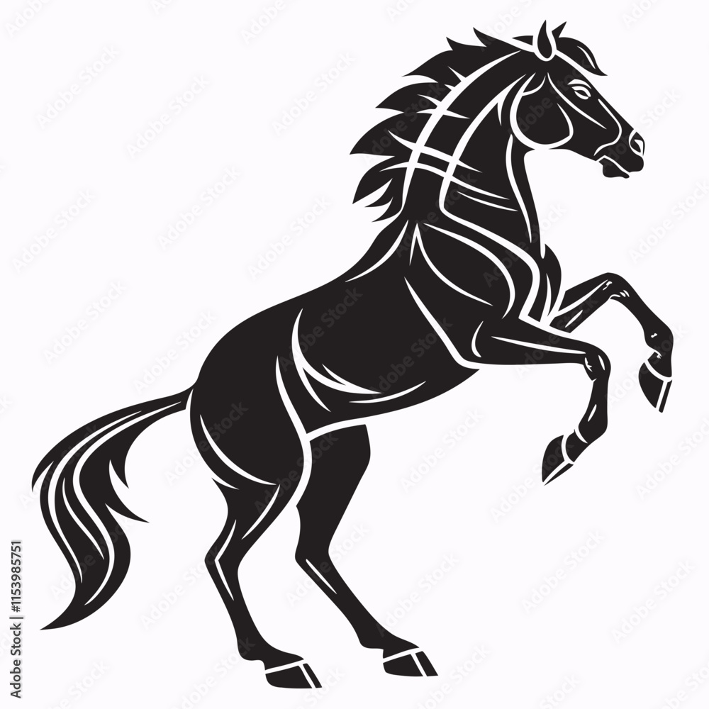 Horse vector silhouette black design white background Horse vector silhouette black design white background