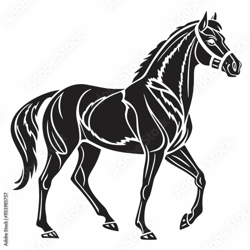 Horse vector silhouette black design white background