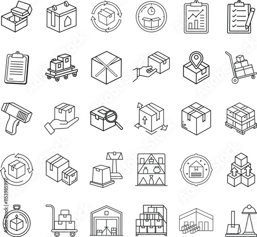 Logistics, Supply Chain, Warehouse, Packaging, Delivery, Inventory, Shipping, Boxes, Management, Ico