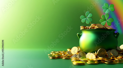 A Pot of Gold, Lucky Charms, and St. Patrick's Day Fortune, A vibrant, festive St.