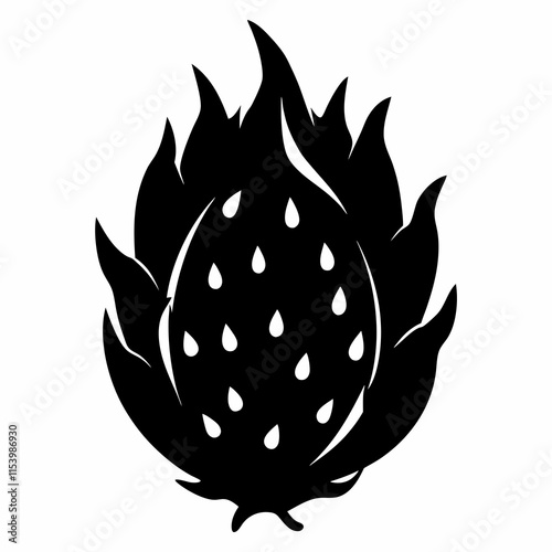 Dragonfruit black silhouette vector