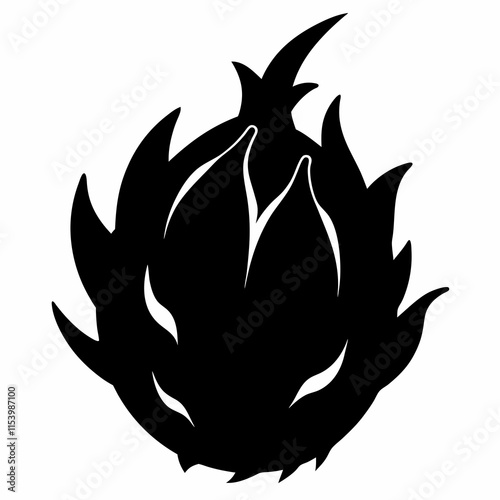 Dragonfruit black silhouette vector