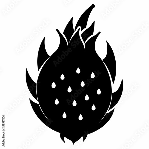 Dragonfruit black silhouette vector