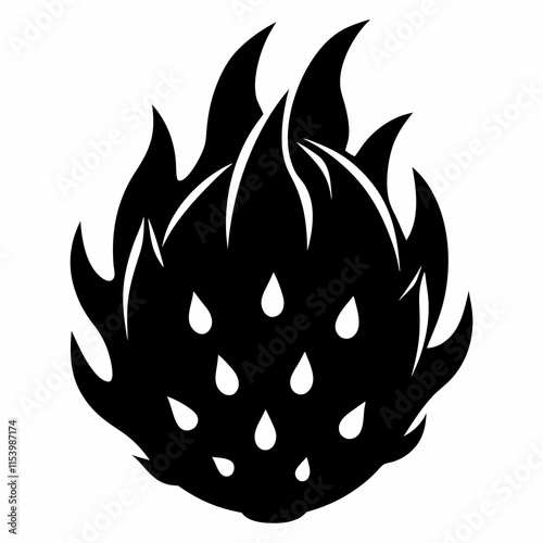 Dragonfruit black silhouette vector