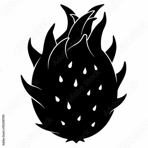 Dragonfruit black silhouette vector