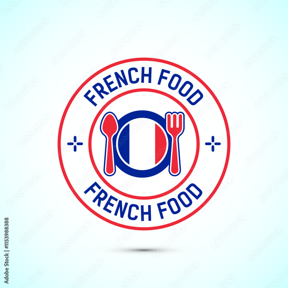 French food icon badge with flag, suitable for restaurant business French food icon badge with flag, suitable for restaurant business